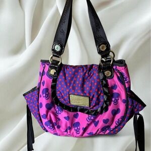 Betseyville by Betsey Johnson pink purple skull heart shoulder bag y2k mcbling